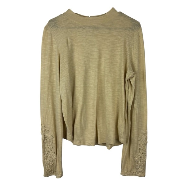 We the Free Hooked on You Mockneck Embroidered Boho Top Cream Size - Picture 4 of 16